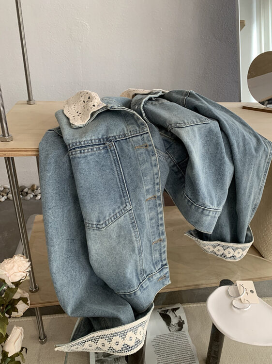 🩷chic 新裝! 可拆花邊領牛仔外套