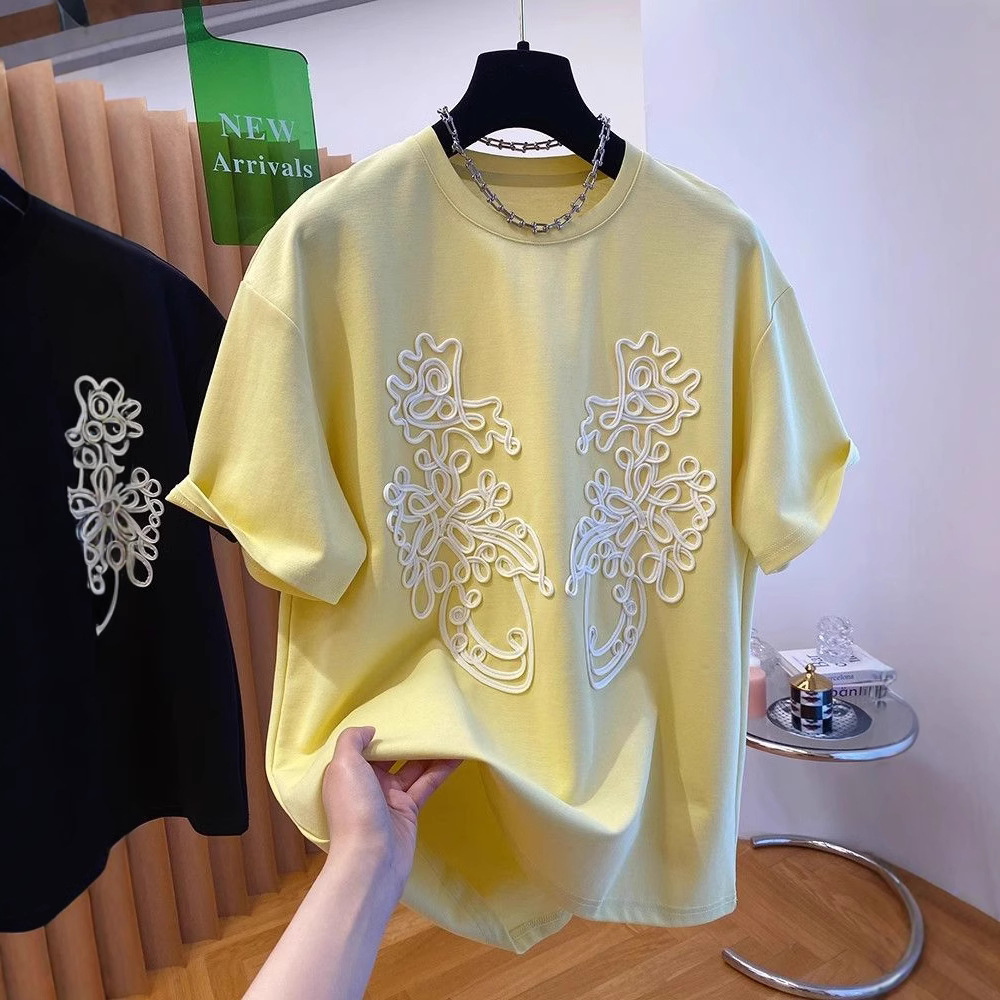 PLUS SIZE💗立體花朵刺繡T恤：圖片 12
