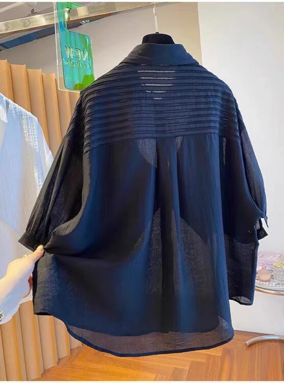 PLUS SIZE💗高級感薄款假兩件恤衫
