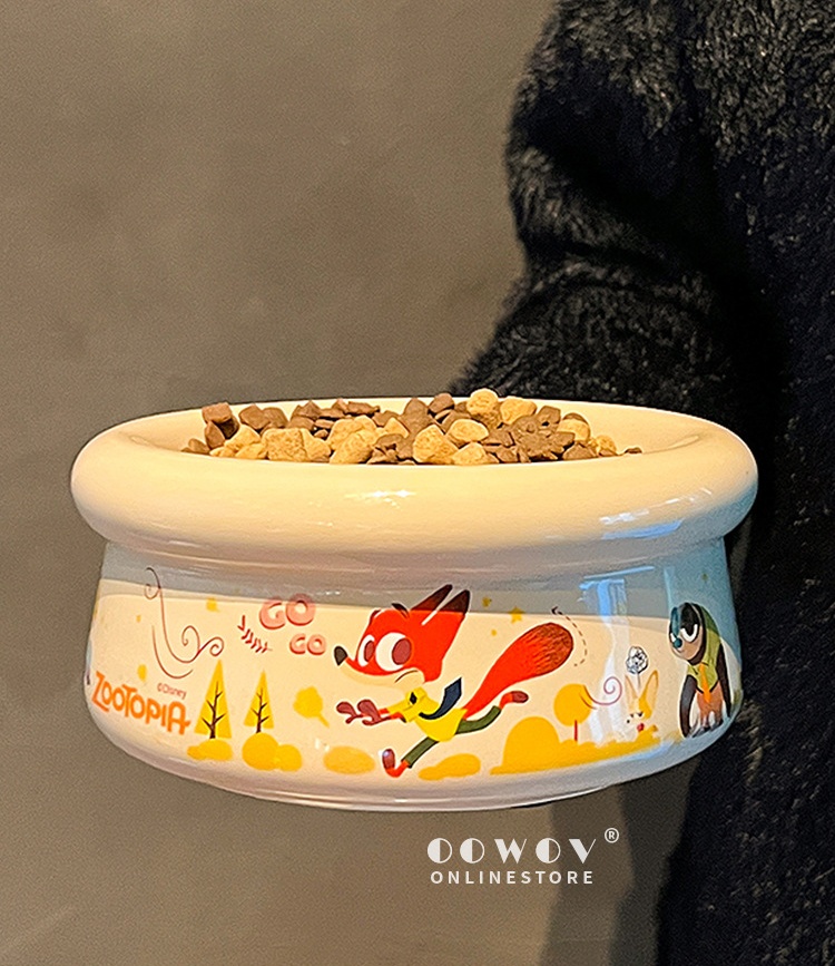 瘋狂動物城狗狗貓咪寵物大口徑陶瓷碗：圖片 2