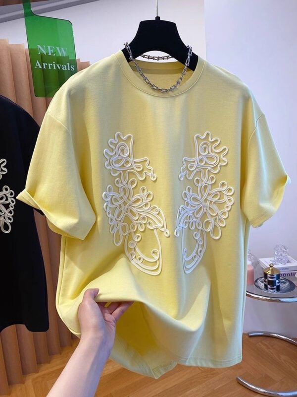 PLUS SIZE💗立體花朵刺繡T恤