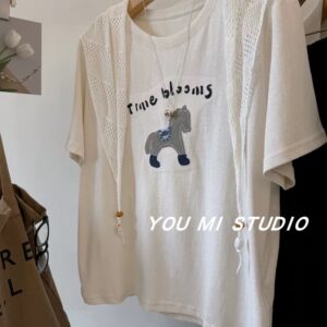 PLUS SIZE💗立體釘珠+lace巾T恤：圖片 3