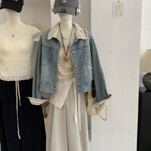 🩷chic 新裝! 可拆花邊領牛仔外套：圖片 3