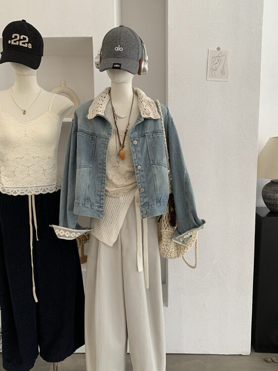 🩷chic 新裝! 可拆花邊領牛仔外套