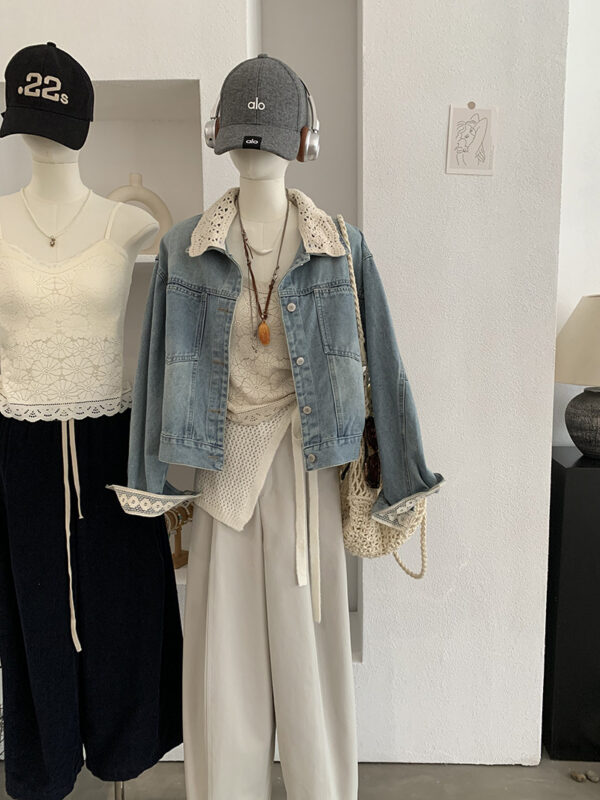 🩷chic 新裝! 可拆花邊領牛仔外套