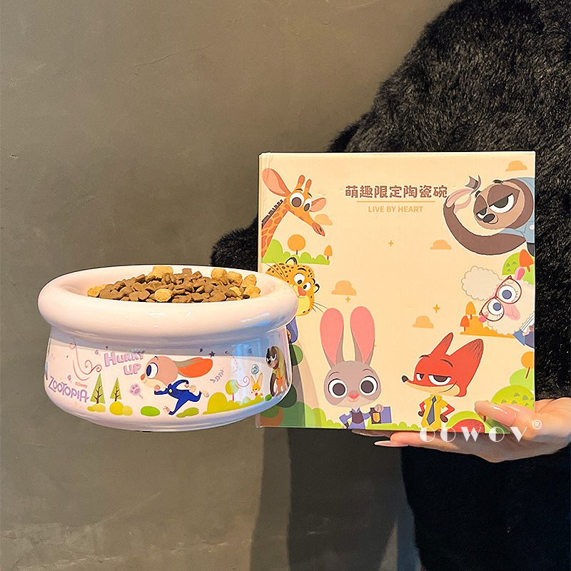 瘋狂動物城狗狗貓咪寵物大口徑陶瓷碗：圖片 9