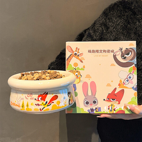 瘋狂動物城狗狗貓咪寵物大口徑陶瓷碗