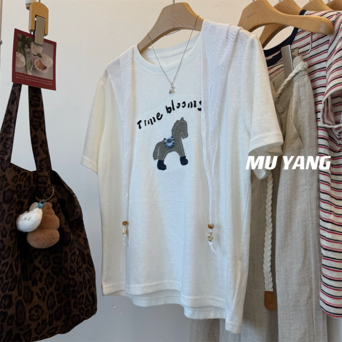 PLUS SIZE💗立體釘珠+lace巾T恤：圖片 20
