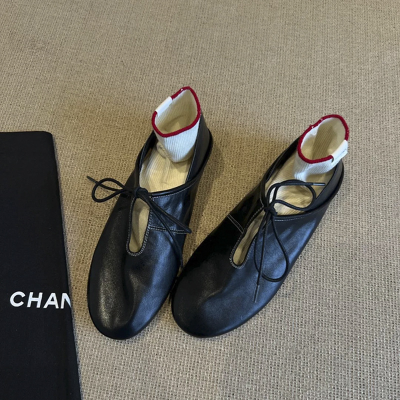 羊皮版~復古平底兩着圓頭小皮鞋：圖片 9