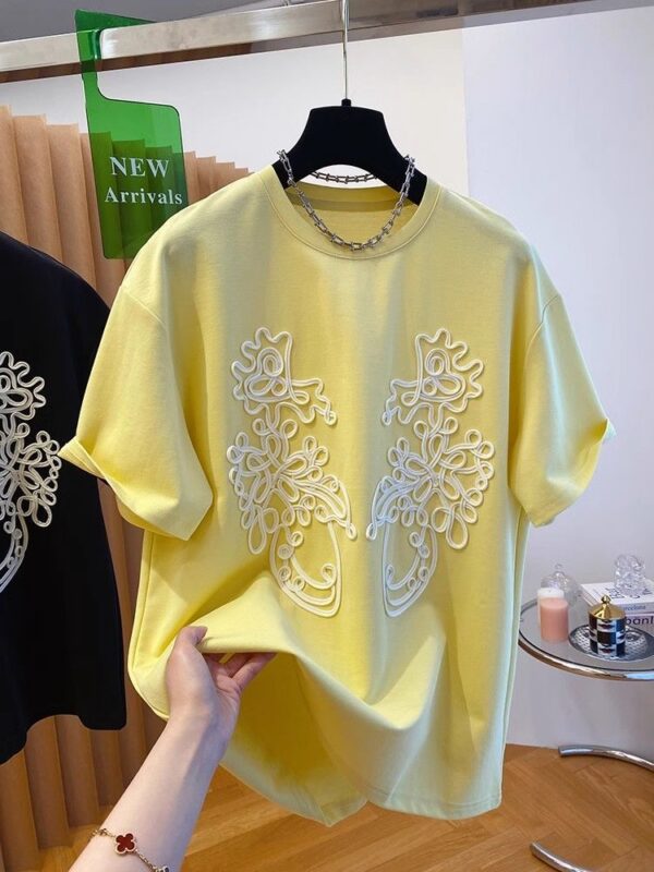 PLUS SIZE💗立體花朵刺繡T恤