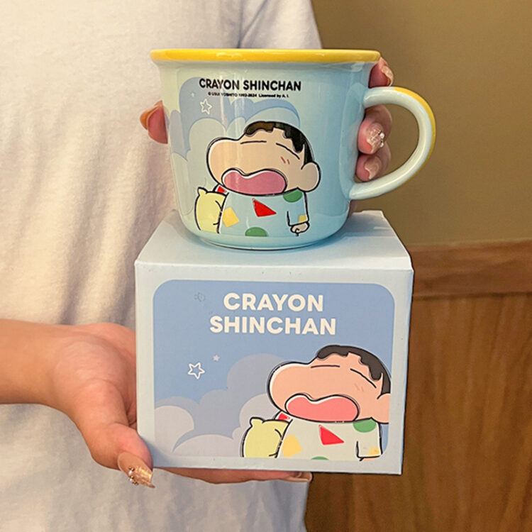 蠟筆小新兒童刻度陶瓷水杯