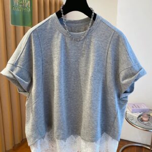 PLUS SIZE💗特別剪裁LACE衫腳拼接T恤：圖片 8