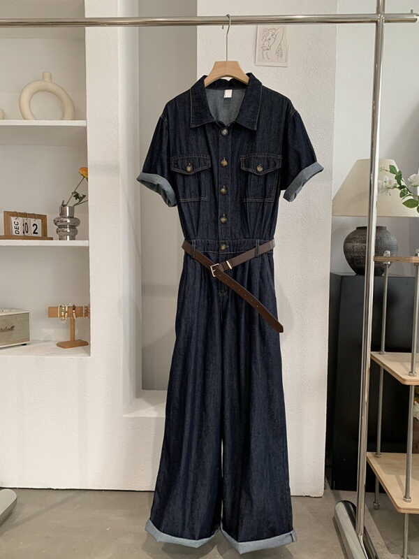 🩷chic 新裝! 韓版工裝牛仔闊腳連身褲