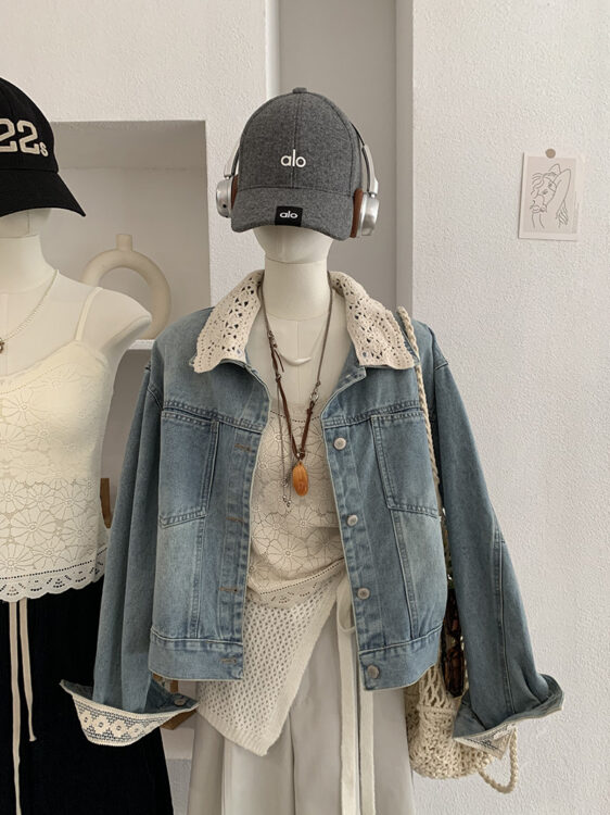 🩷chic 新裝! 可拆花邊領牛仔外套
