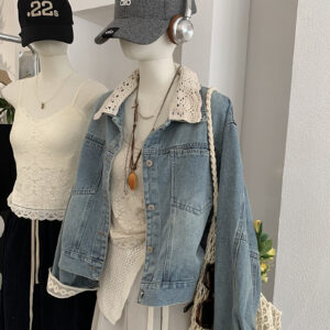 🩷chic 新裝! 可拆花邊領牛仔外套：圖片 2