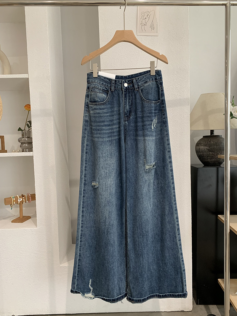 🩷chic 新裝! 高腰破洞水洗牛仔褲：圖片 10