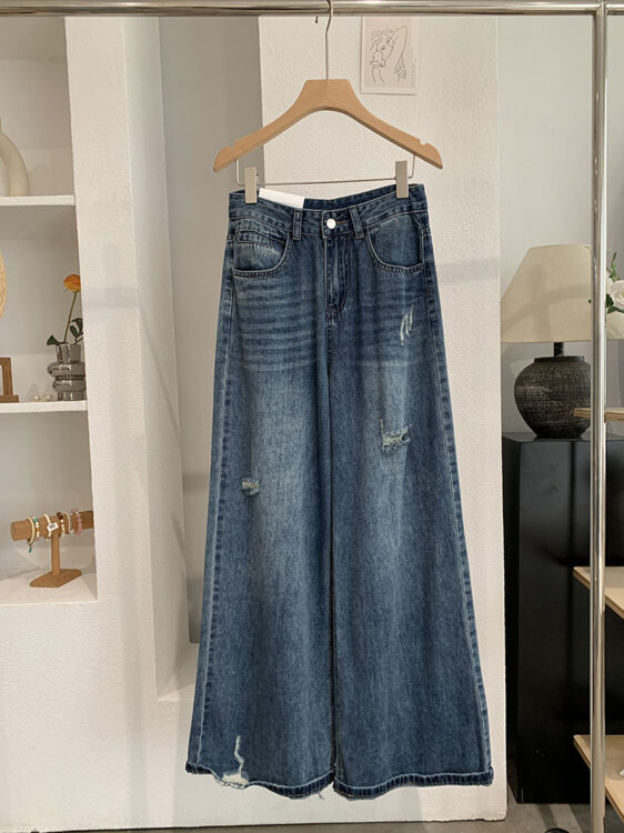 🩷chic 新裝! 高腰破洞水洗牛仔褲