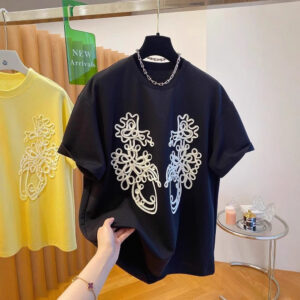 PLUS SIZE💗立體花朵刺繡T恤：圖片 15
