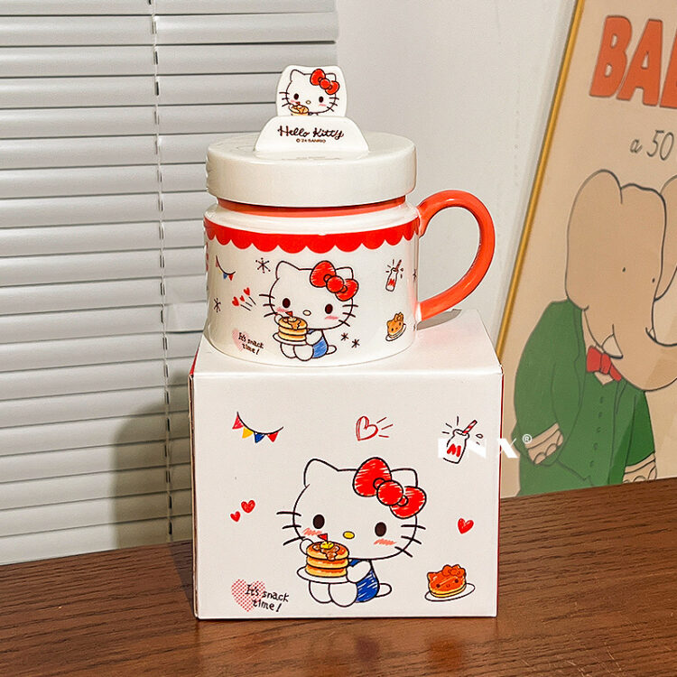 HELLO KITTY創意手機架杯蓋+陶瓷水杯馬克杯
