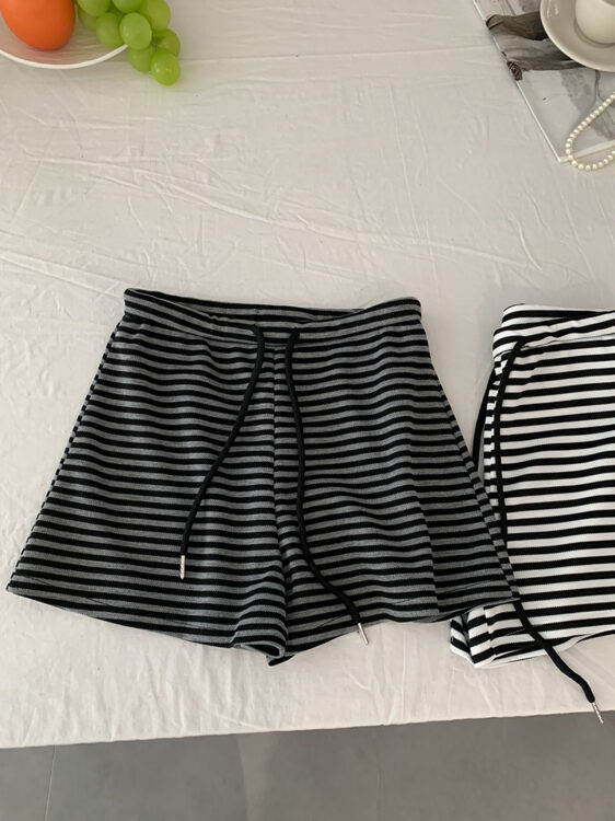 🩷chic 新裝! 條紋抽繩休閒短褲