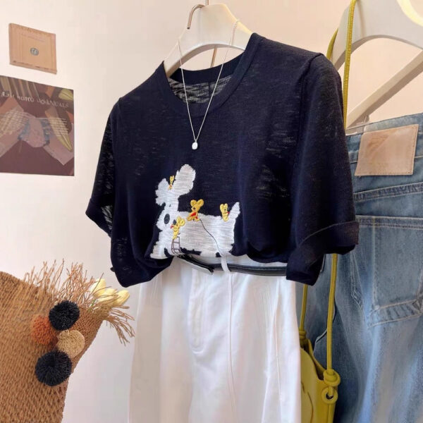 PLUS SIZE💗立體小狗刺繡T恤