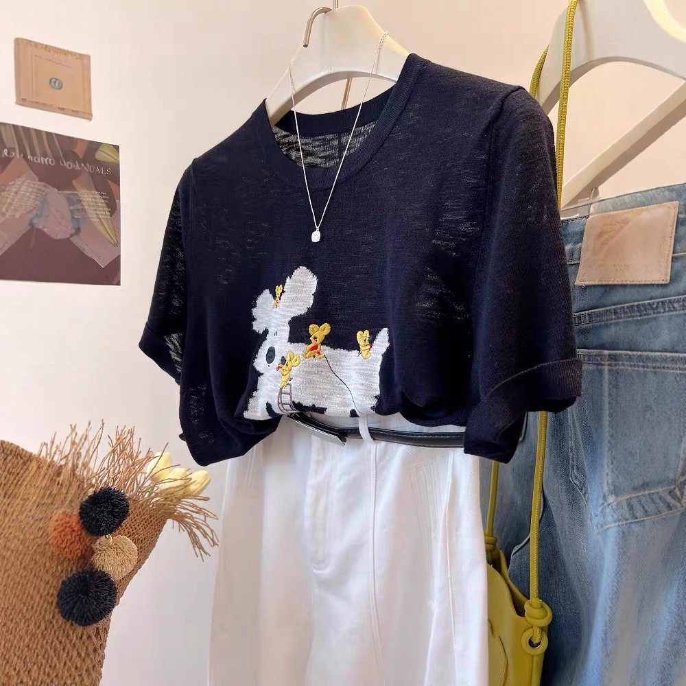 PLUS SIZE💗立體小狗刺繡T恤：圖片 18