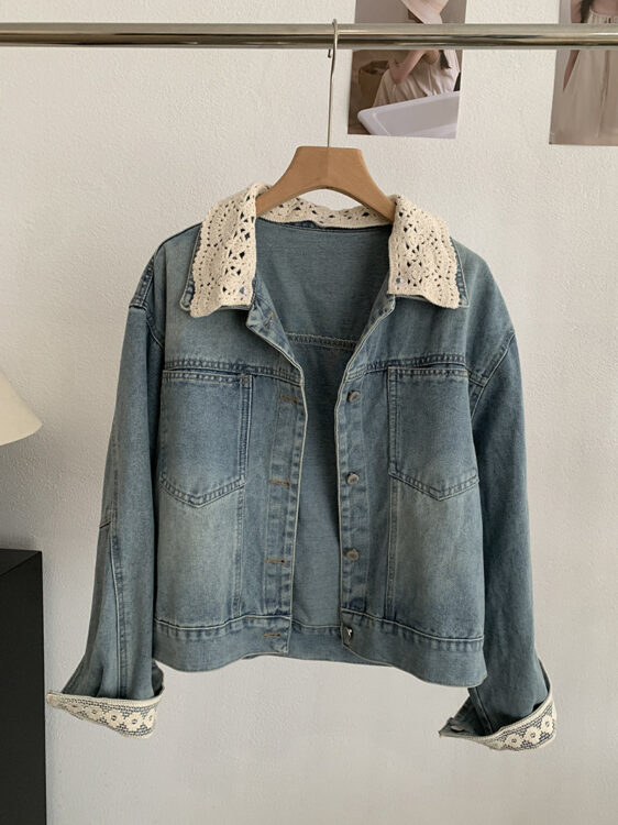 🩷chic 新裝! 可拆花邊領牛仔外套