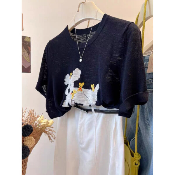 PLUS SIZE💗立體小狗刺繡T恤
