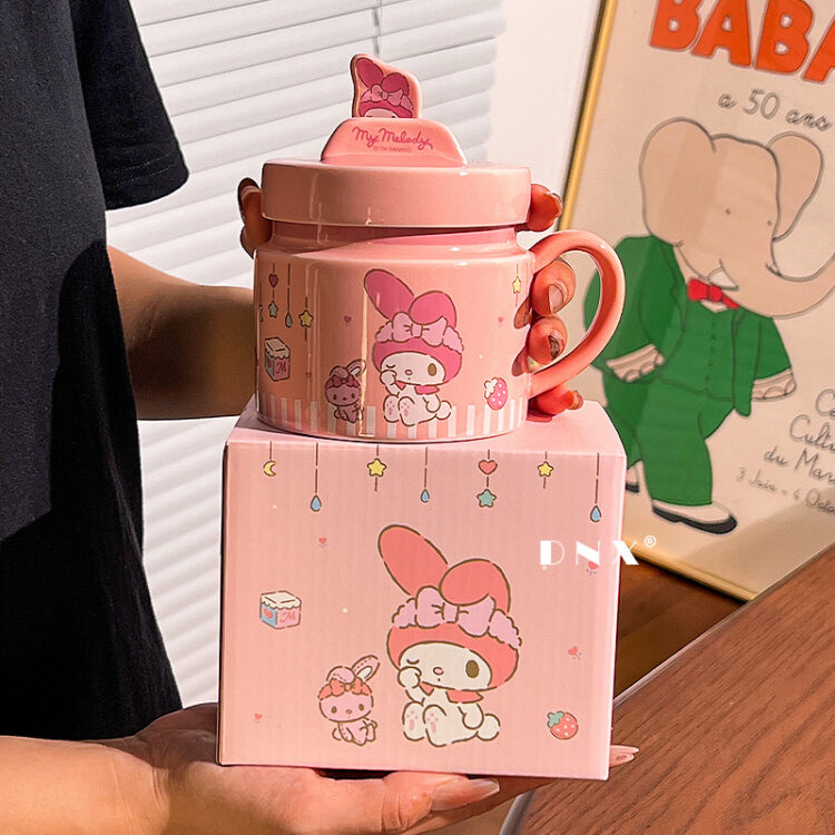 HELLO KITTY創意手機架杯蓋+陶瓷水杯馬克杯