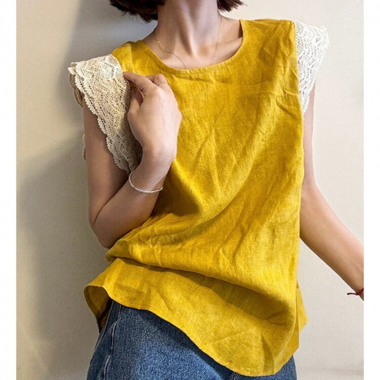 🩷chic 新裝!lace飛飛袖棉麻無袖衫