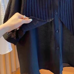 PLUS SIZE💗高級感薄款假兩件恤衫：圖片 4