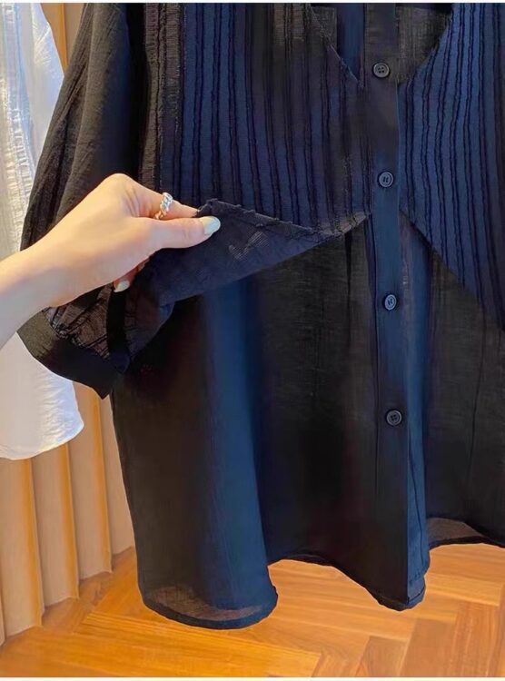 PLUS SIZE💗高級感薄款假兩件恤衫