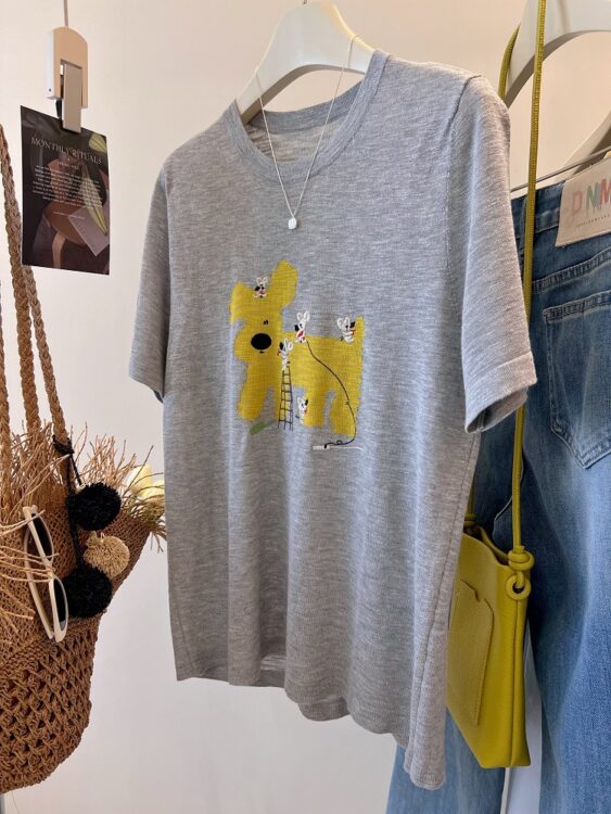 PLUS SIZE💗立體小狗刺繡T恤