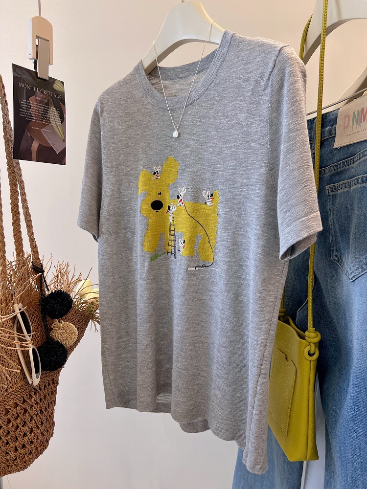 PLUS SIZE💗立體小狗刺繡T恤：圖片 3
