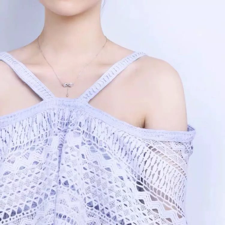 簡約氣質水晶石[親嘴魚]項鍊女款銀飾項鍊：圖片 4