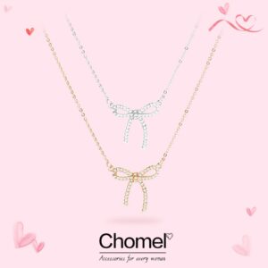 Chomel小眾設計蝴蝶結純銀鎖骨項鍊：圖片 1