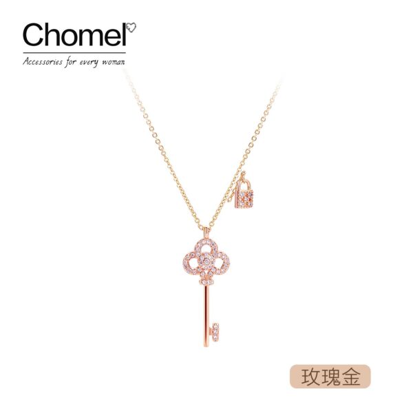 Chomel鑰匙鎖純銀鎖骨項鍊