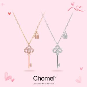 Chomel鑰匙鎖純銀鎖骨項鍊
