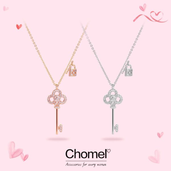Chomel鑰匙鎖純銀鎖骨項鍊