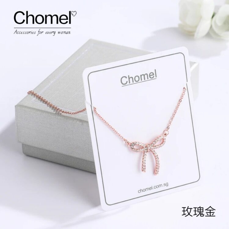 Chomel小眾設計蝴蝶結純銀鎖骨項鍊