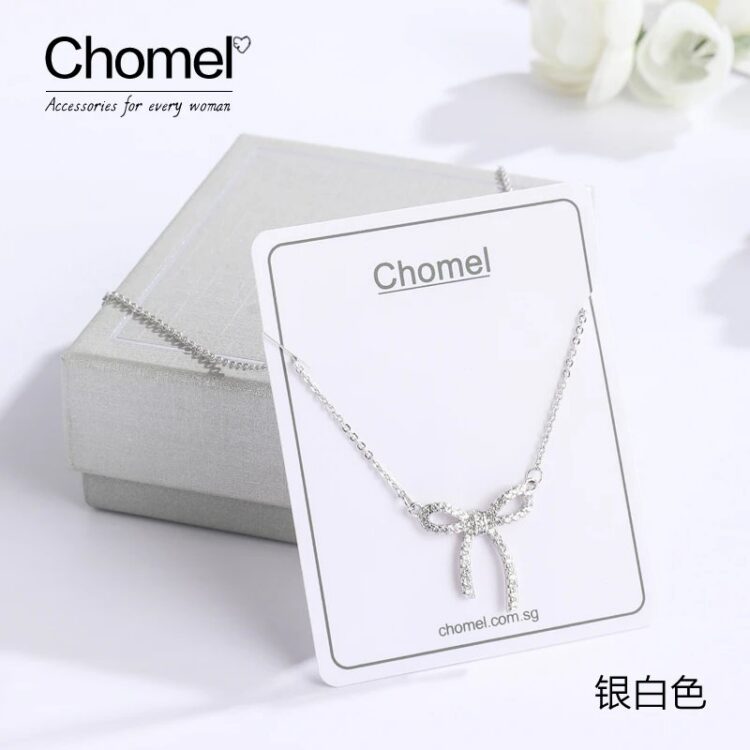 Chomel小眾設計蝴蝶結純銀鎖骨項鍊