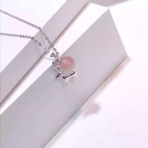 簡約氣質[鹿有你]草莓晶女飾銀項鍊：圖片 2