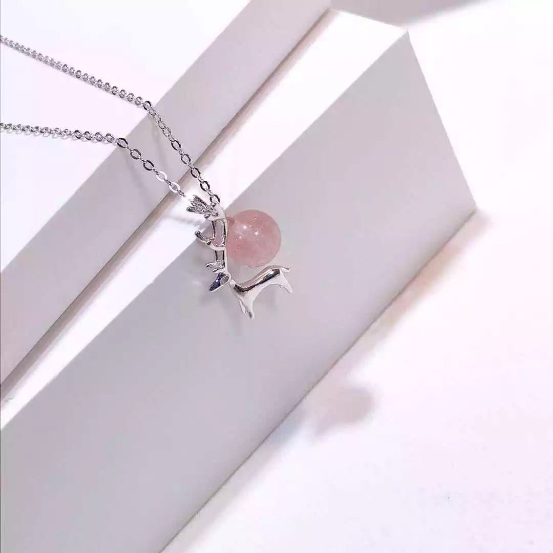 簡約氣質[鹿有你]草莓晶女飾銀項鍊：圖片 2