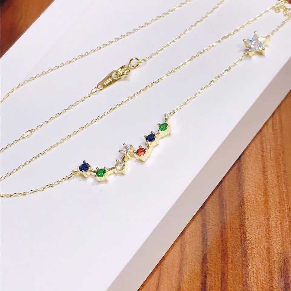 小眾款精品[七星伴月]銀飾項鍊：圖片 3