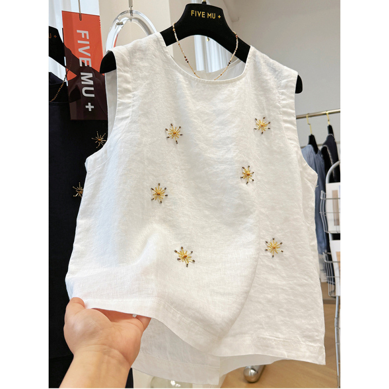 PLUS SIZE💗重工釘珠刺繡無袖背心：圖片 3