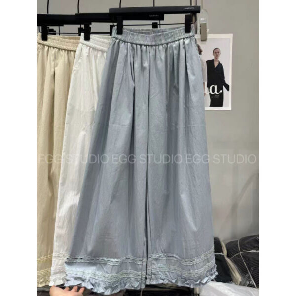 PLUS SIZE💗橡腰圍LACE木耳邊闊腿九分褲
