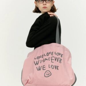 OOOWL 兩色入~笑臉側孭tote Bag：圖片 3