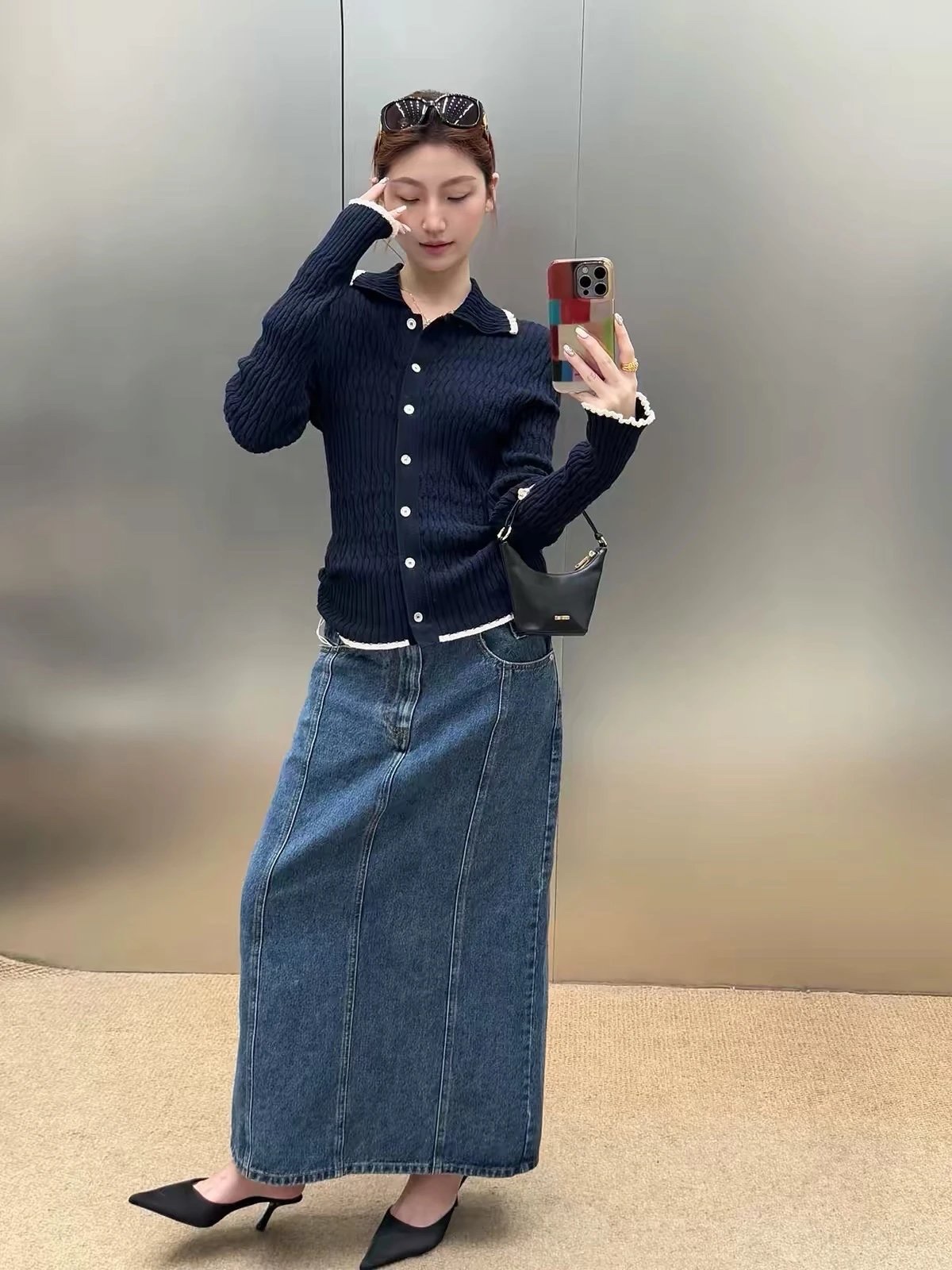 🩷chic新裝! 韓國剪裁牛仔半身裙：圖片 1