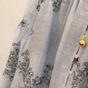🩷chic新裝! 高級感寬鬆慵懶風刺繡藍色長袖襯衫：圖片 4