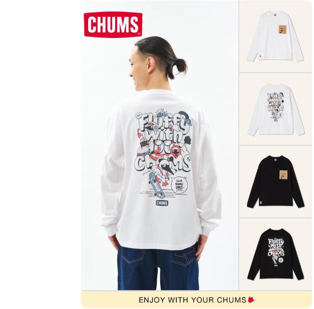 ✨ Chums毛絨刺繡前袋背印fluffy 長袖T恤